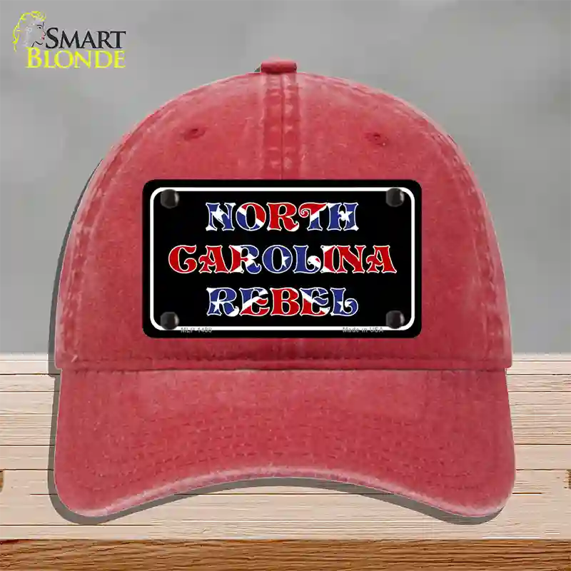 North Carolina Rebel Novelty License Plate Hat Unconstructed Cotton / Red