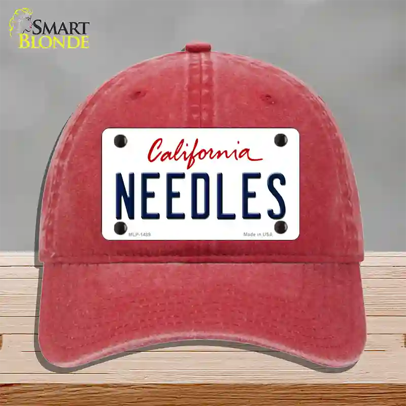 Needles California Novelty License Plate Hat Unconstructed Cotton / Red