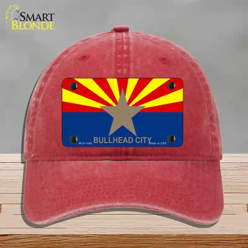 Bullhead City Arizona Flag Novelty License Plate Hat Unconstructed Cotton / Red