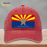 Bullhead City Arizona Flag Novelty License Plate Hat Unconstructed Cotton / Red