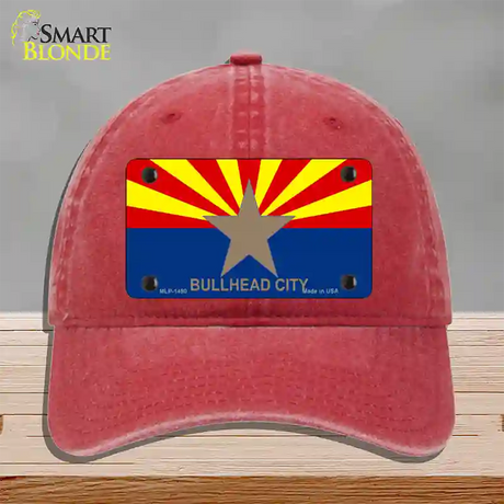 Bullhead City Arizona Flag Novelty License Plate Hat Unconstructed Cotton / Red