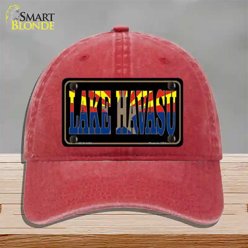 Lake Havasu Arizona Flag Novelty License Plate Hat Unconstructed Cotton / Red