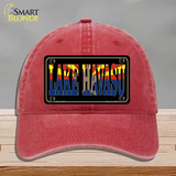 Lake Havasu Arizona Flag Novelty License Plate Hat Unconstructed Cotton / Red