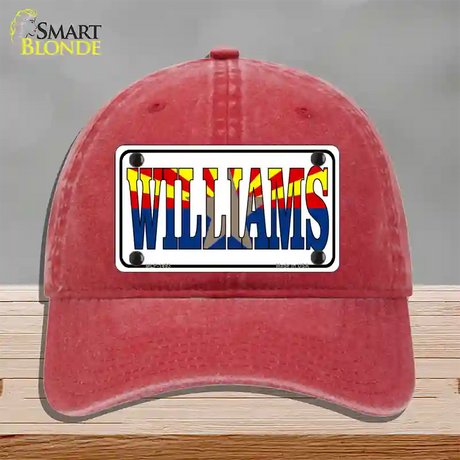 Williams Arizona Flag White Novelty License Plate Hat Unconstructed Cotton / Red