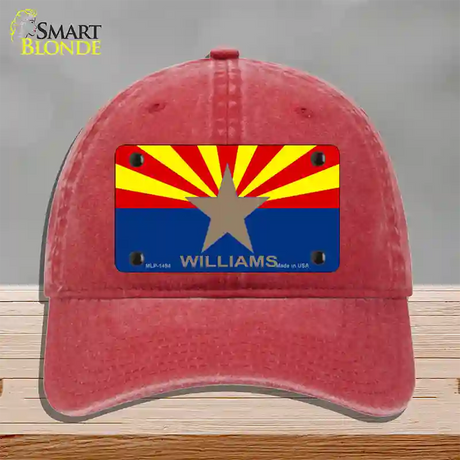 Williams Arizona Flag Novelty License Plate Hat Unconstructed Cotton / Red