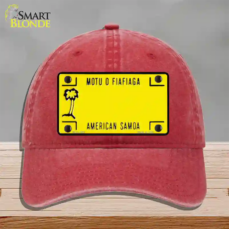 American Samoa Novelty License Plate Hat Unconstructed Cotton / Red