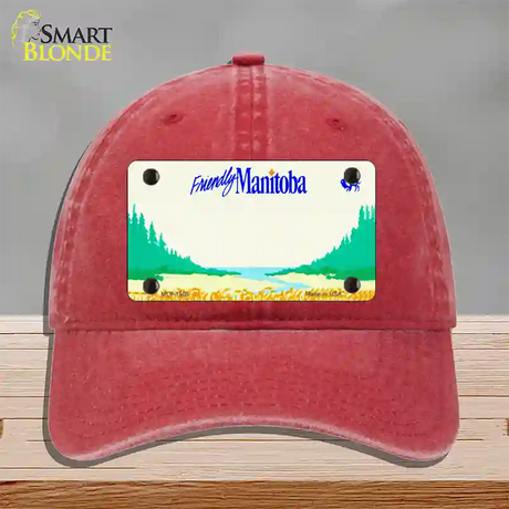 Manitoba Novelty License Plate Hat Unconstructed Cotton / Red