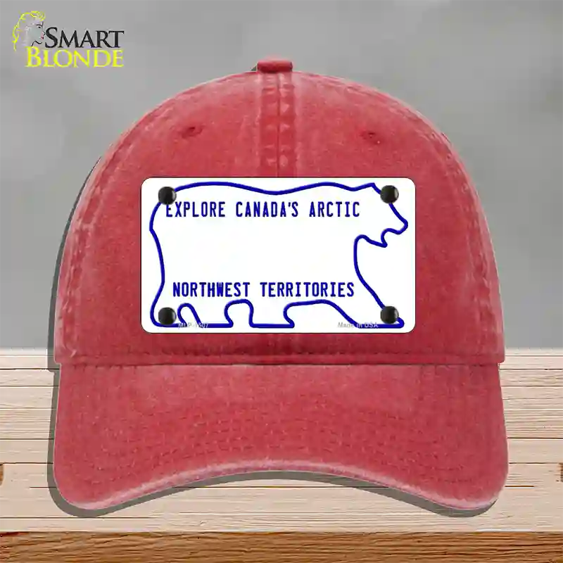 Northwest Territories Novelty License Plate Hat Unconstructed Cotton / Red