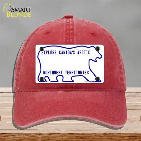 Northwest Territories Novelty License Plate Hat Unconstructed Cotton / Red