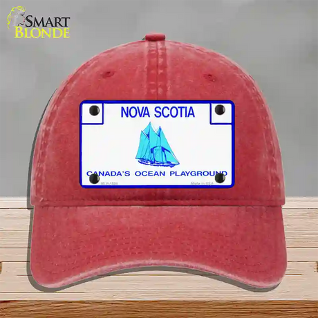 Nova Scotia Novelty License Plate Hat Unconstructed Cotton / Red