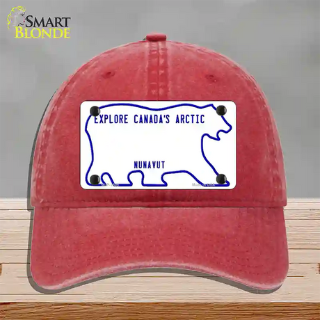 Nunavut Novelty License Plate Hat Unconstructed Cotton / Red