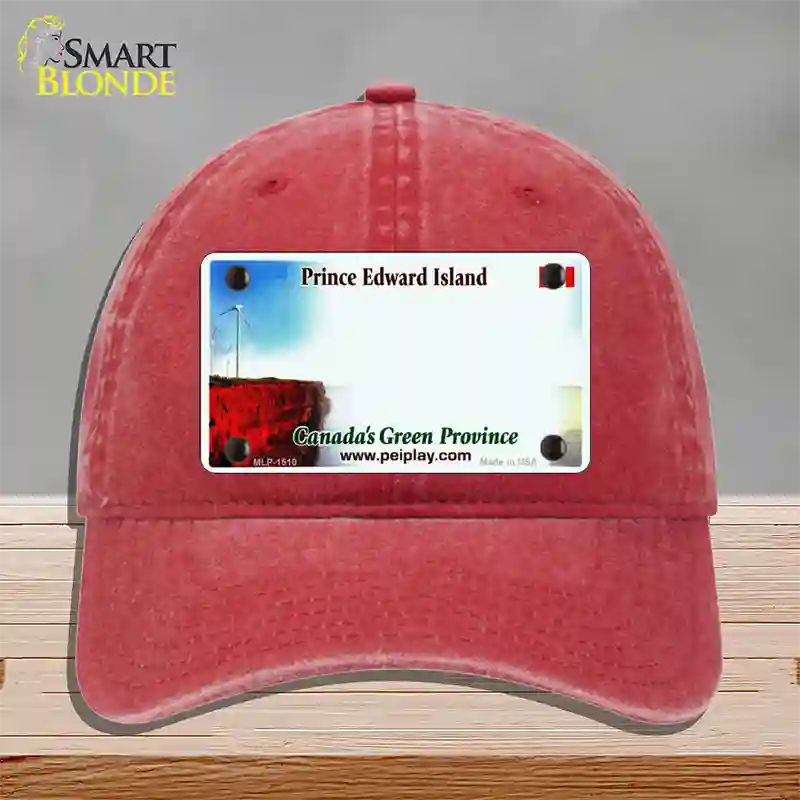 Prince Edward Island Novelty License Plate Hat Unconstructed Cotton / Red