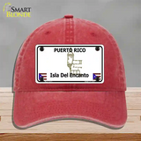 Puerto Rico Novelty License Plate Hat Unconstructed Cotton / Red