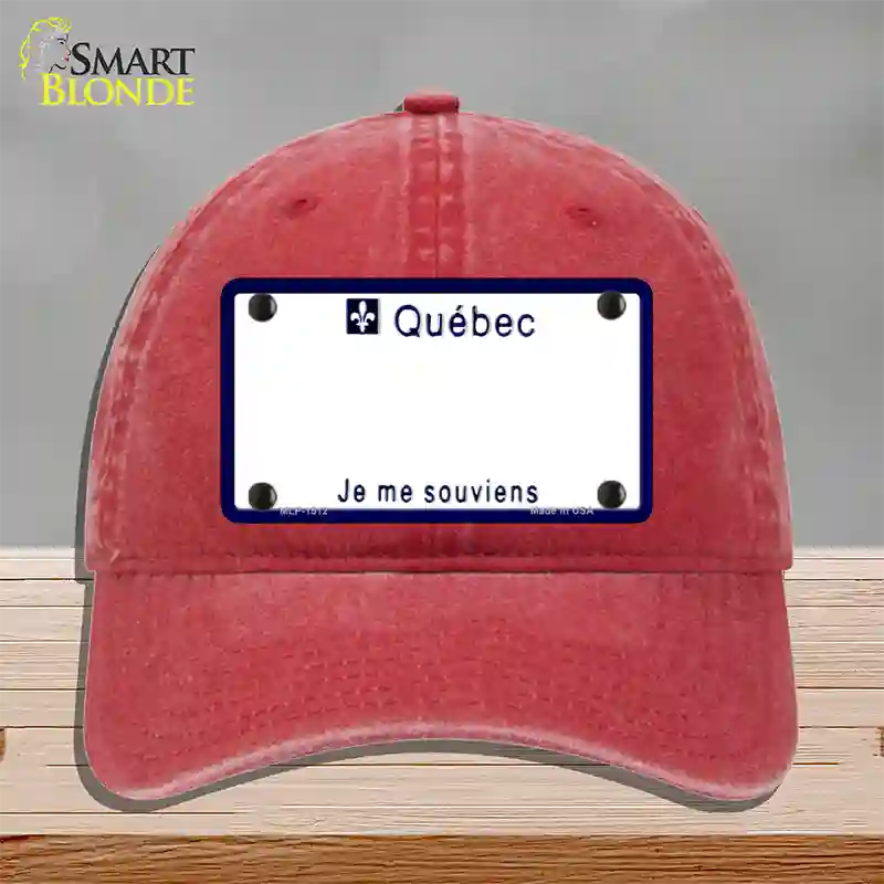 Quebec Novelty License Plate Hat Unconstructed Cotton / Red