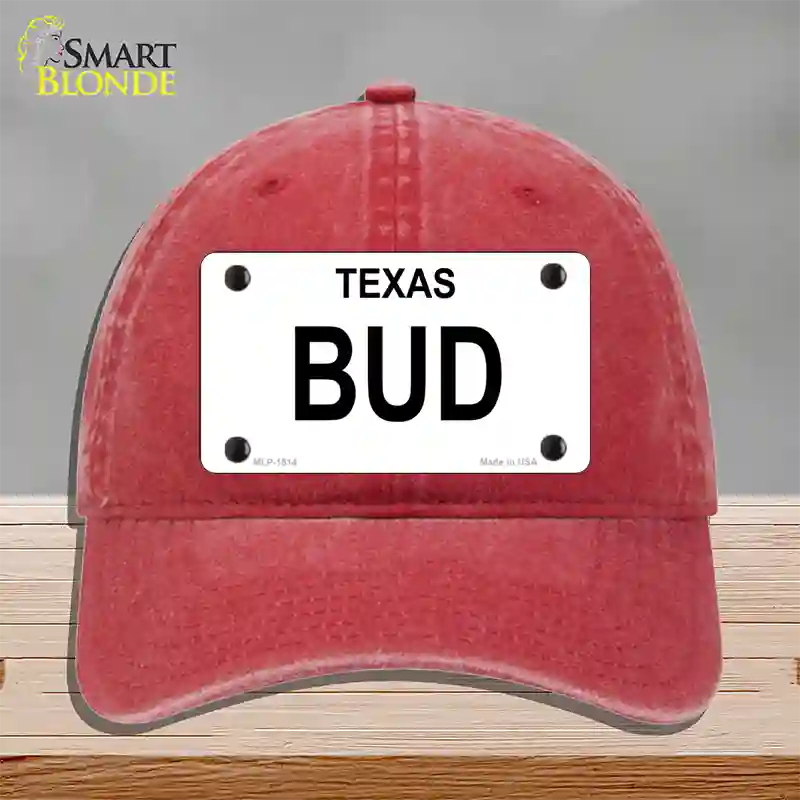 BUD Novelty License Plate Hat Unconstructed Cotton / Red