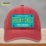 Green Chili New Mexico Novelty License Plate Hat Unconstructed Cotton / Red