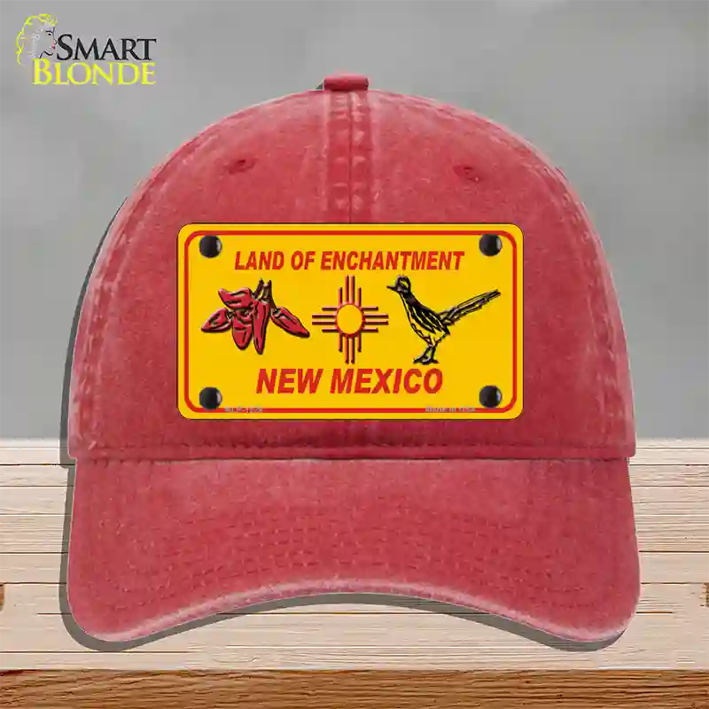 Red Chili & Road Runner Yellow New Mexico Novelty License Plate Hat Unconstructed Cotton / Red