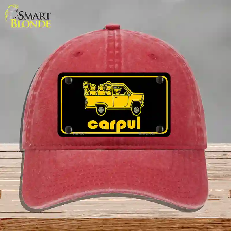 Carpul Novelty License Plate Hat Unconstructed Cotton / Red