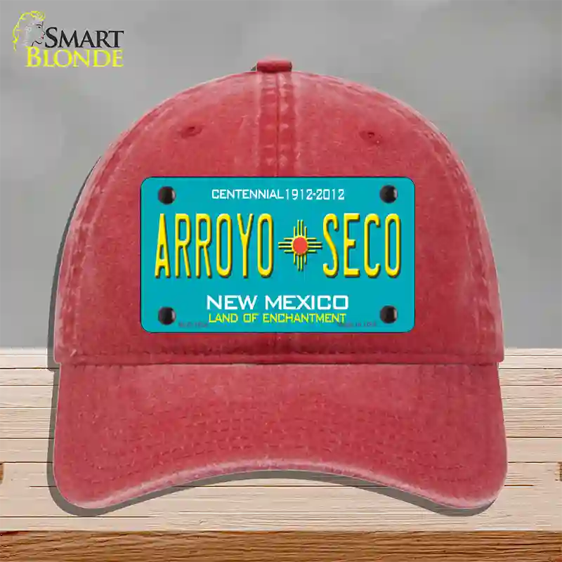 Arroyo Seco New Mexico Novelty License Plate Hat Unconstructed Cotton / Red