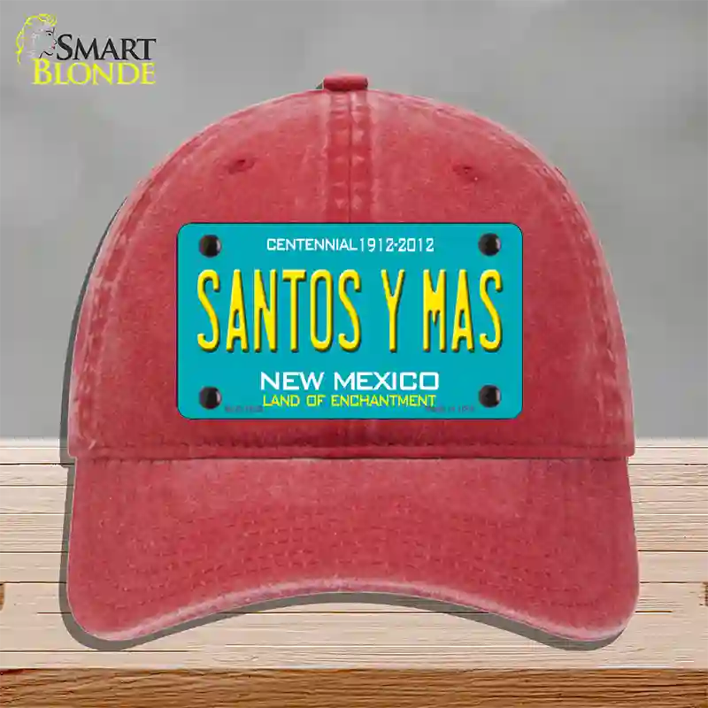 New Mexico Santos Y Mas Novelty License Plate Hat Unconstructed Cotton / Red