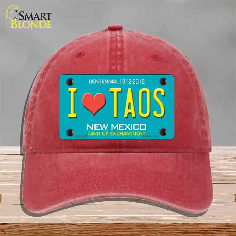 I Love Taos New Mexico Novelty License Plate Hat Unconstructed Cotton / Red