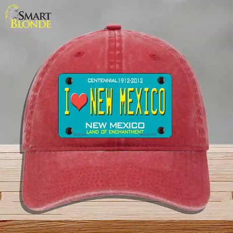 I Love New Mexico Novelty License Plate Hat Unconstructed Cotton / Red