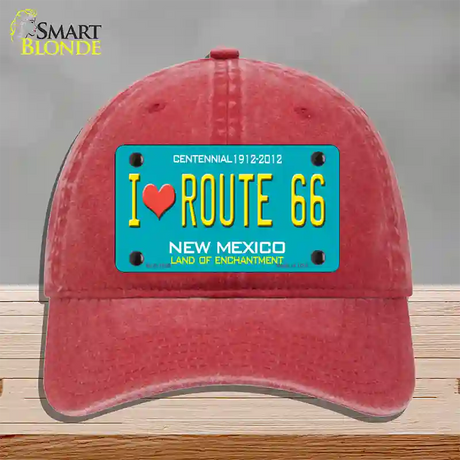 I Love Route 66 New Mexico Novelty License Plate Hat Unconstructed Cotton / Red