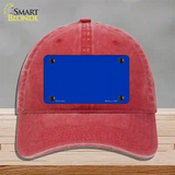 Royal Blue Solid Novelty License Plate Hat Unconstructed Cotton / Red