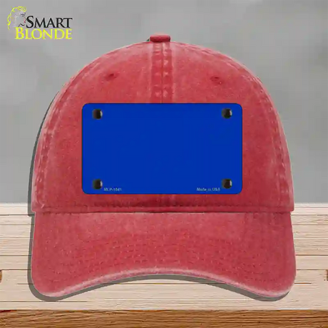 Royal Blue Solid Novelty License Plate Hat Unconstructed Cotton / Red