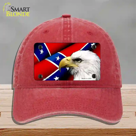 Confederate Flag Eagle Novelty License Plate Hat Unconstructed Cotton / Red