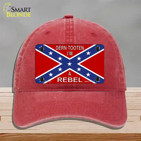 Im A Rebel Novelty License Plate Hat Unconstructed Cotton / Red