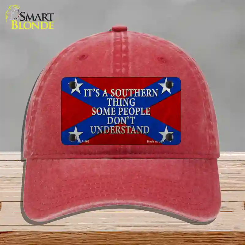 Its A Southern Thing Novelty License Plate Hat Unconstructed Cotton / Red