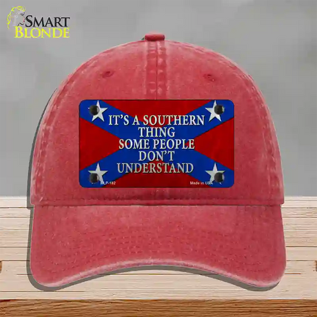 Its A Southern Thing Novelty License Plate Hat Unconstructed Cotton / Red