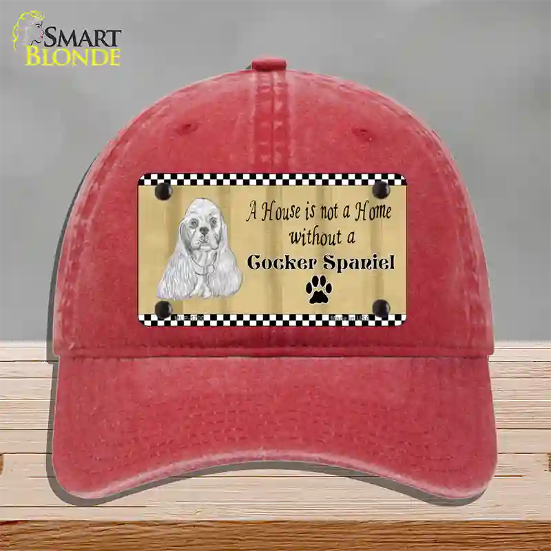 Pencil Sketch Cocker Spaniel Novelty License Plate Hat Unconstructed Cotton / Red