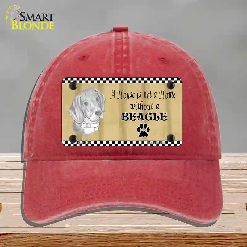 Pencil Sketch Beagle Novelty License Plate Hat Unconstructed Cotton / Red