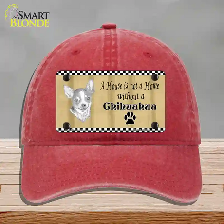 Pencil Sketch Chihuahua Novelty License Plate Hat Unconstructed Cotton / Red