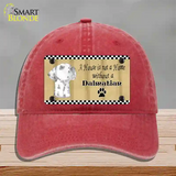 Pencil Sketch Dalmatian Novelty License Plate Hat Unconstructed Cotton / Red