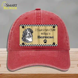 Pencil Sketch Bernese Novelty License Plate Hat Unconstructed Cotton / Red