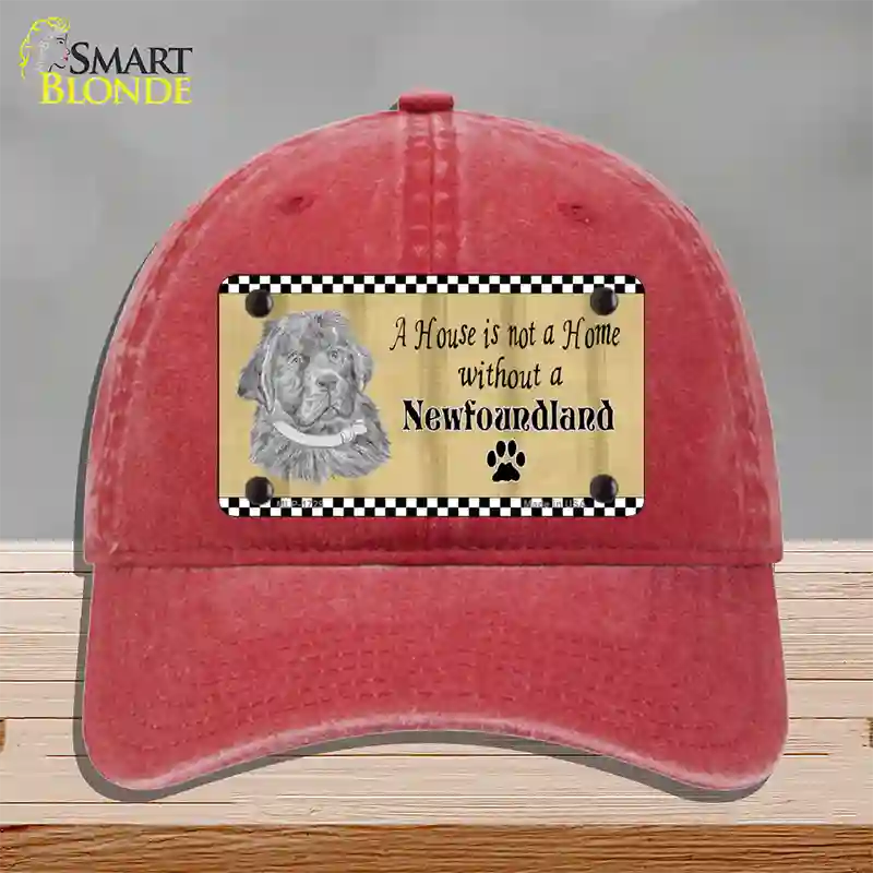 Pencil Sketch New Foundland Novelty License Plate Hat Unconstructed Cotton / Red