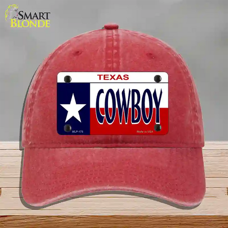 Cowboy Texas Novelty License Plate Hat Unconstructed Cotton / Red