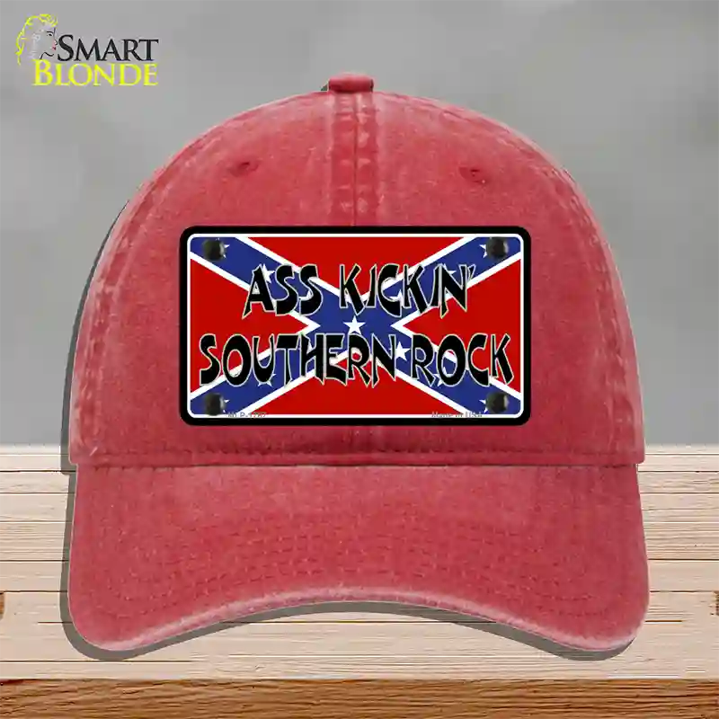 Southern Rock Confederate Flag Novelty License Plate Hat Unconstructed Cotton / Red