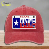 Native Texas Novelty License Plate Hat Unconstructed Cotton / Red