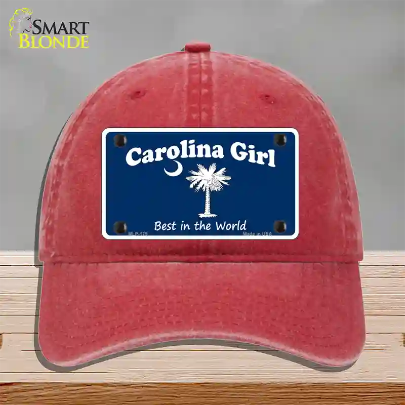 Carolina Girl Blue Novelty License Plate Hat Unconstructed Cotton / Red