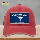 Carolina Girl Blue Novelty License Plate Hat Unconstructed Cotton / Red