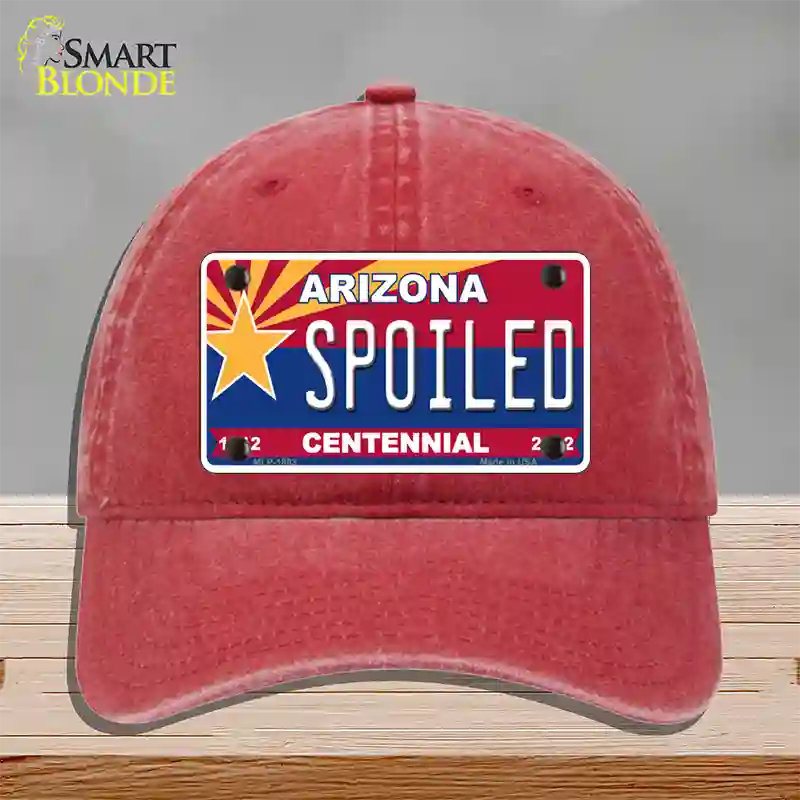 Arizona Centennial Spoiled Novelty License Plate Hat Unconstructed Cotton / Red