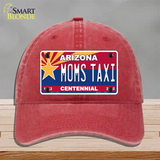 Arizona Centennial Moms Taxi Novelty License Plate Hat Unconstructed Cotton / Red