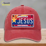 Arizona Centennial Jesus Novelty License Plate Hat Unconstructed Cotton / Red