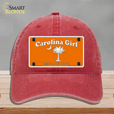 Carolina Girl Orange Novelty License Plate Hat Unconstructed Cotton / Red