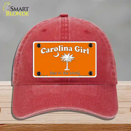 Carolina Girl Orange Novelty License Plate Hat Unconstructed Cotton / Red