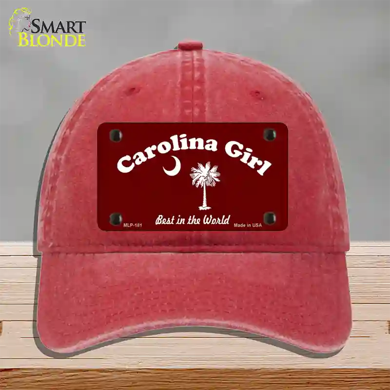 Carolina Girl Burgundy Novelty License Plate Hat Unconstructed Cotton / Red